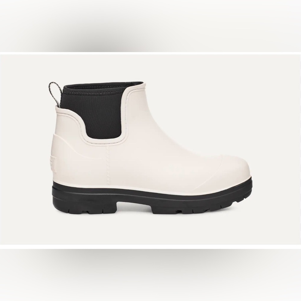 UGG Droplet Rubber & Neoprene Waterproof Ankle Rain Boots Booties in Off-White